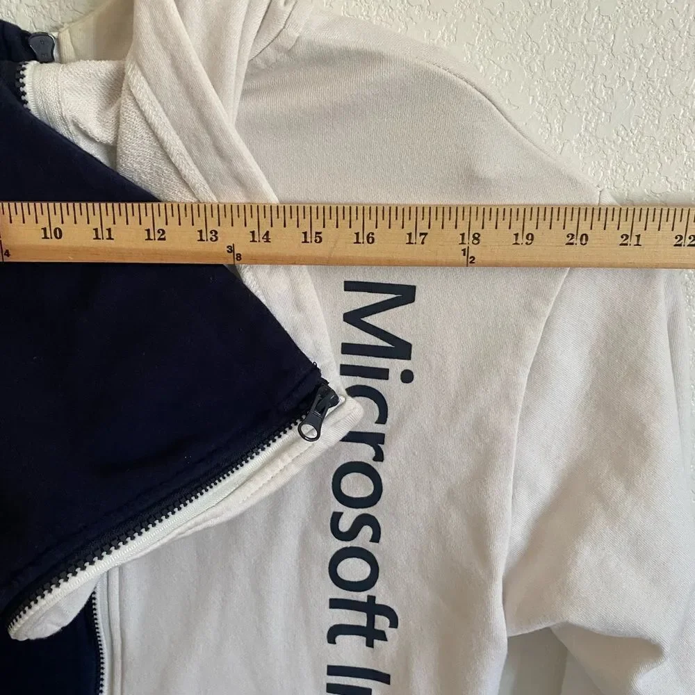 MICROSOFT Yin Yang FullZip Navy/White Sweatshirt Hoodie Size M - Picture 8 of 10